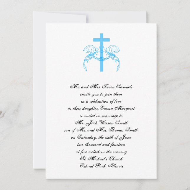 Tiffany Turcos Kor Christian Wedding bjudande Inbjudningar (Framsida)
