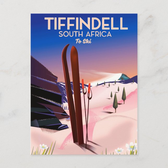 Tiffindell Sydafrika skidaffisch Vykort (Framsida)