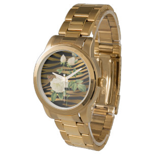 Tigar från lyxgnumodern Black Guld Ro Tigar Armbandsur