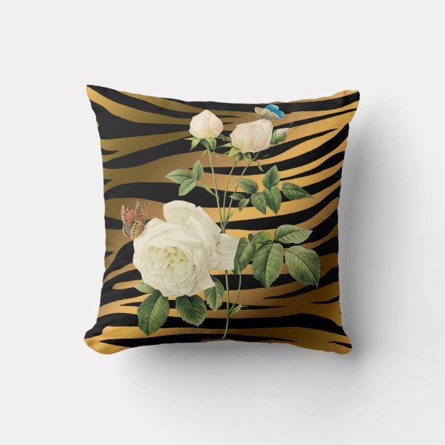 Tigar från lyxgnumodern Black Guld Ro Tigar Kudde (Framsida)