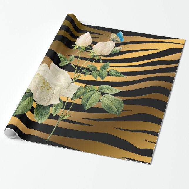 Tigar från lyxgnumodern Black Guld Ro Tigar Presentpapper (Utrullad)