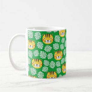 Tigare sömlös mönster med tropiska löv. Kid b Kaffemugg