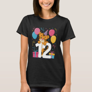 Tiger 12:e födelsedag för pojkflicka 12 år gammal t shirt