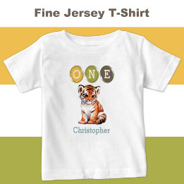 Tiger 1:a födelsedag 1 med blått namn t shirt