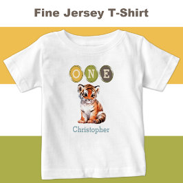 Tiger 1:a födelsedag 1 med blått namn t shirt