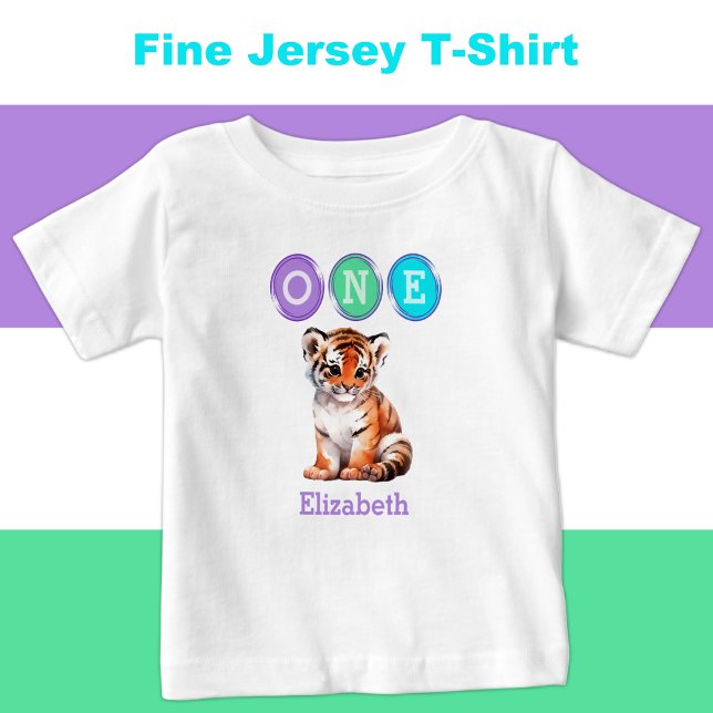 Tiger 1:a födelsedag 1 med namn lila t shirt (Skapare uppladdad)