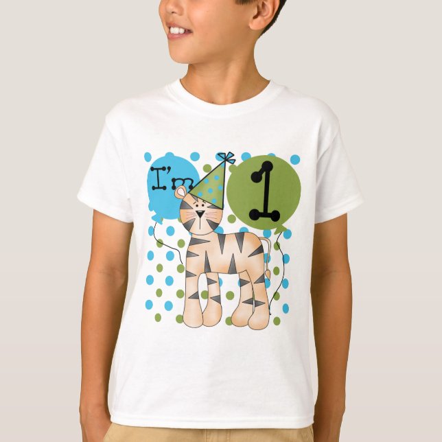Tiger 1:a födelsedag T-shirts och presenter (Framsida)