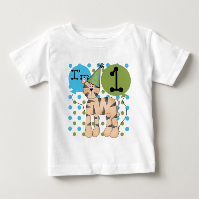 Tiger 1:a födelsedag T-shirts och presenter (Framsida)