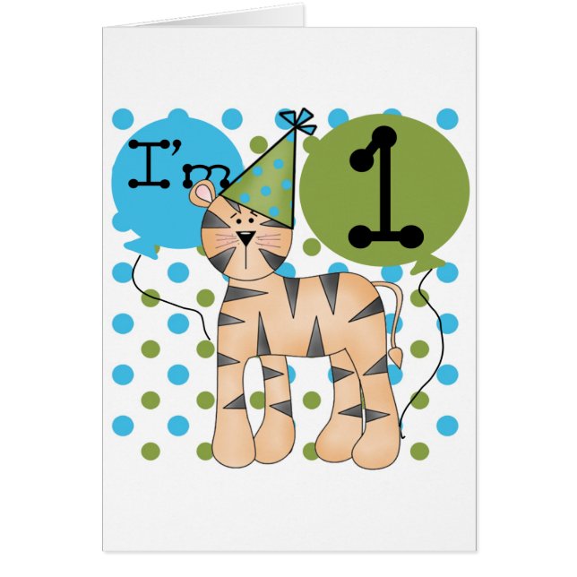 Tiger 1:a födelsedag T-shirts och presenter Hälsningskort (Framsidan)