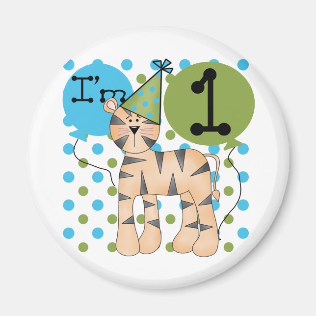 Tiger 1:a födelsedag T-shirts och presenter Magnet (Framsidan)