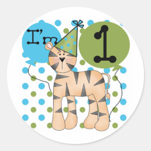 Tiger 1:a födelsedag T-shirts och presenter Runt Klistermärke