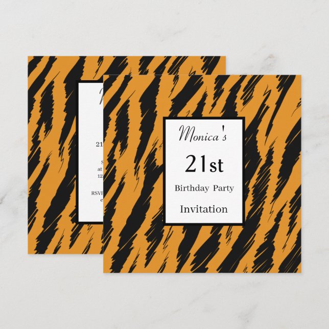 Tiger 21:a födelsedagsinbjudan inbjudningar (Fram/baksida)