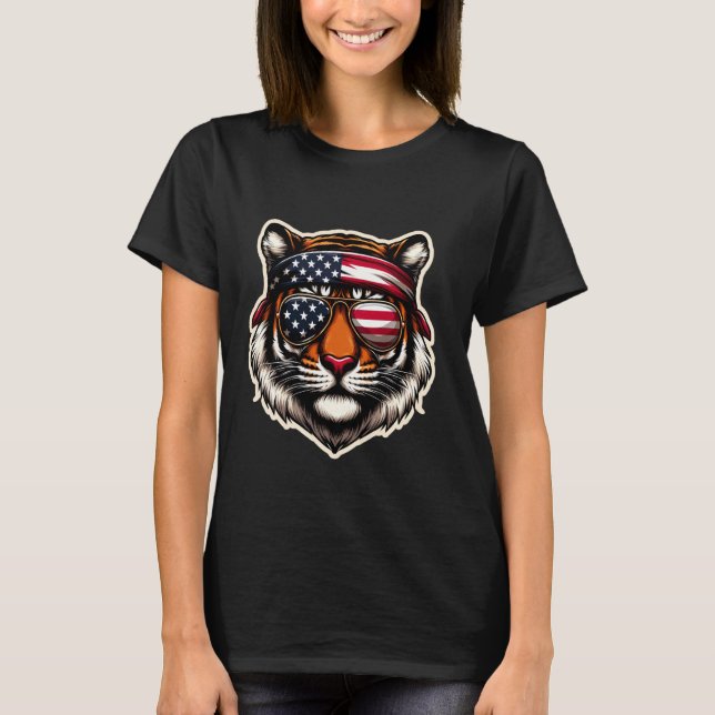 Tiger 4th Of July American Independence Day USA Pa T Shirt (Framsida)