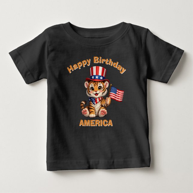 Tiger (5n) Patriotisk Barn T-Shirt (Framsida)