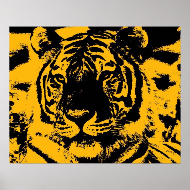 Tiger Affisch Print - Pop Art Stil Tigers Affische (Framsidan)