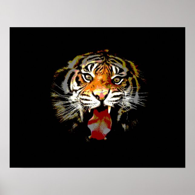 Tiger Affisch Print - Pop Art Stil Tigers Affische (Framsidan)