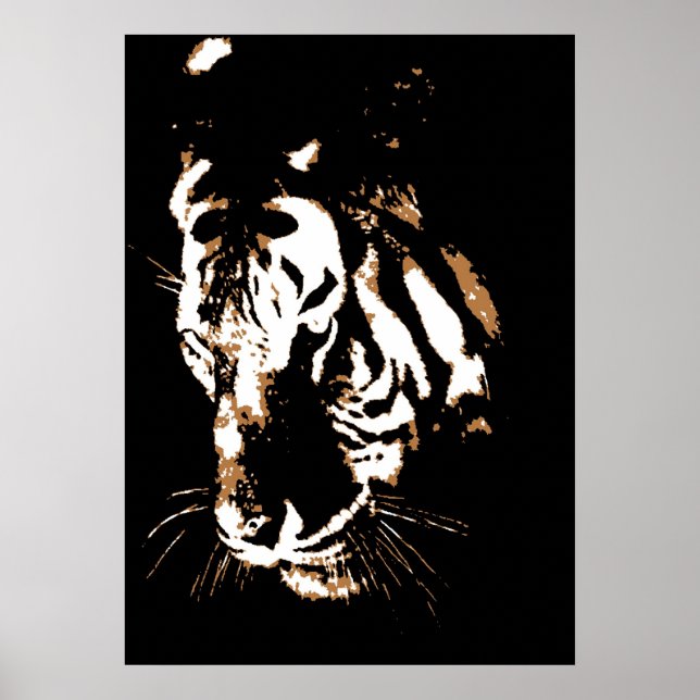Tiger Affisch Print - Tiger Ansikte Pop Art Affisc (Framsidan)