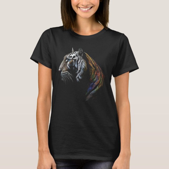 Tiger Älskare Artwork Mandala Animal Motif Tiger T Shirt (Framsida)