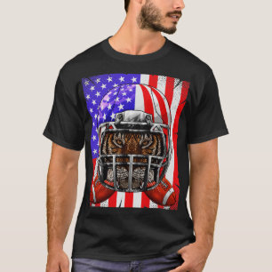 Tiger American Football USA flagga Merica Animal F T Shirt