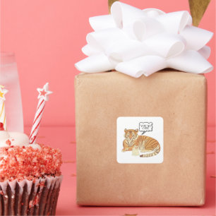 Tiger and Bunny Vänskap - Cute Animal Illustra Fyrkantigt Klistermärke