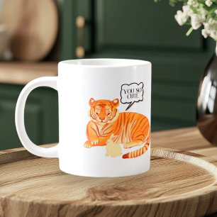 Tiger and Bunny Vänskap - Cute Animal Illustra Jumbo Mugg