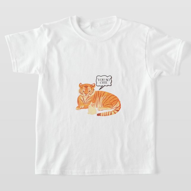 Tiger and Bunny Vänskap - Cute Animal Illustra T Shirt (Laydown)