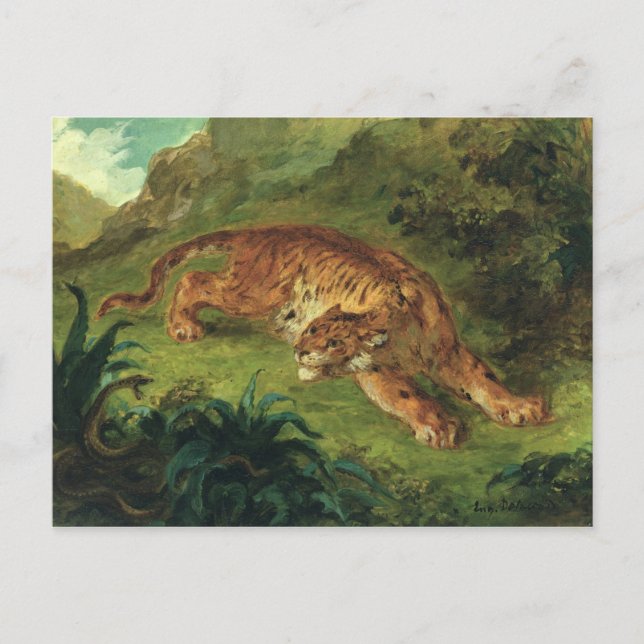 Tiger and Snake, 1858 Vykort (Framsida)