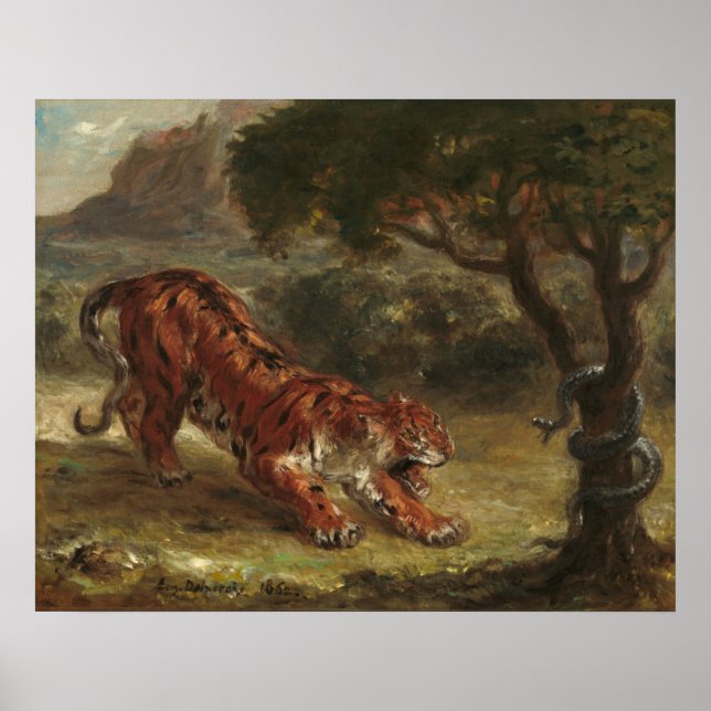 Tiger and Snake - Eugène Delacroix Fine Art Poster (Framsidan)