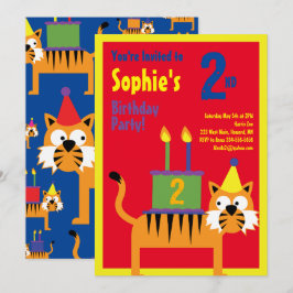 Tiger Animal Barn Födelsedagsfest inbjudan