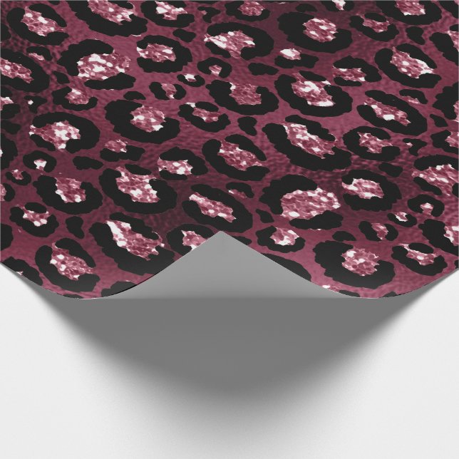Tiger Animal Black Spark Marsal Glitter Burgundy Presentpapper (Hörn)