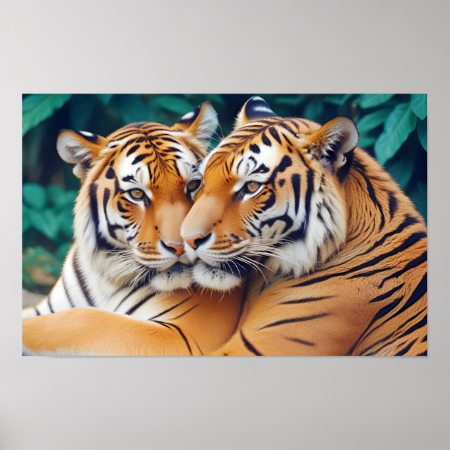 Tiger Animal Nature Wildlife Affection Caring Poster (Framsidan)