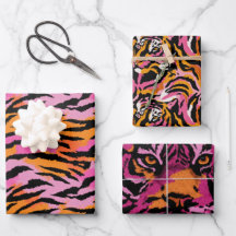 Tiger Animal Print Rosa and Orange Retro Glamous