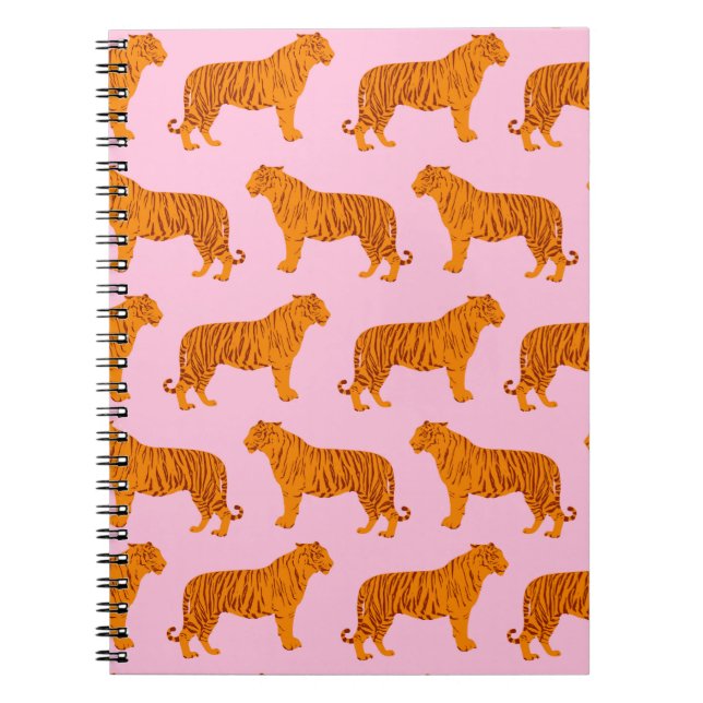 Tiger Animal Rosa Modern Anteckningsbok (Framsidan)