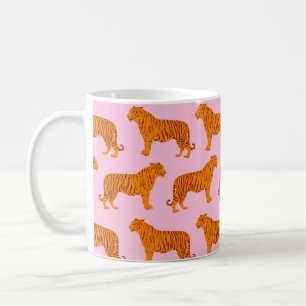Tiger Animal Rosa Modern Kaffemugg