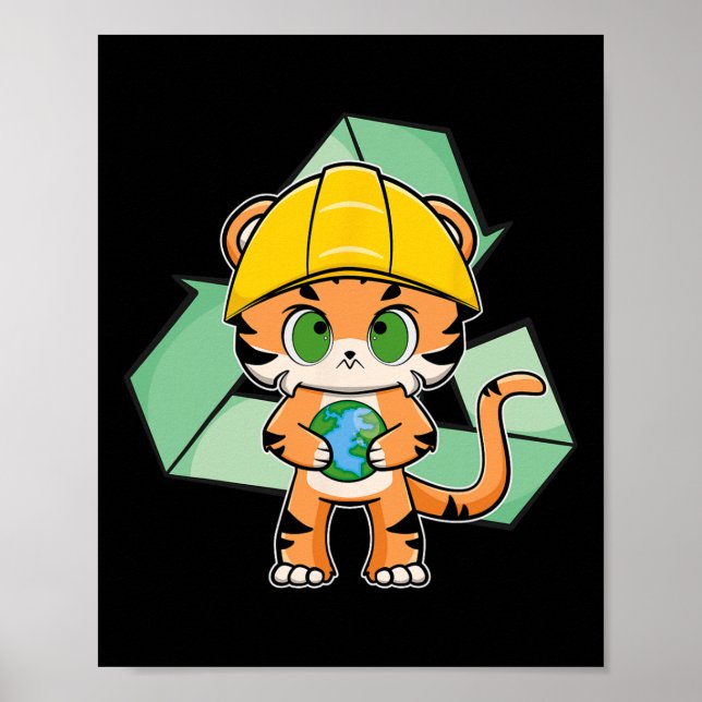 Tiger Anime Cat Earth Day Poster (Framsidan)