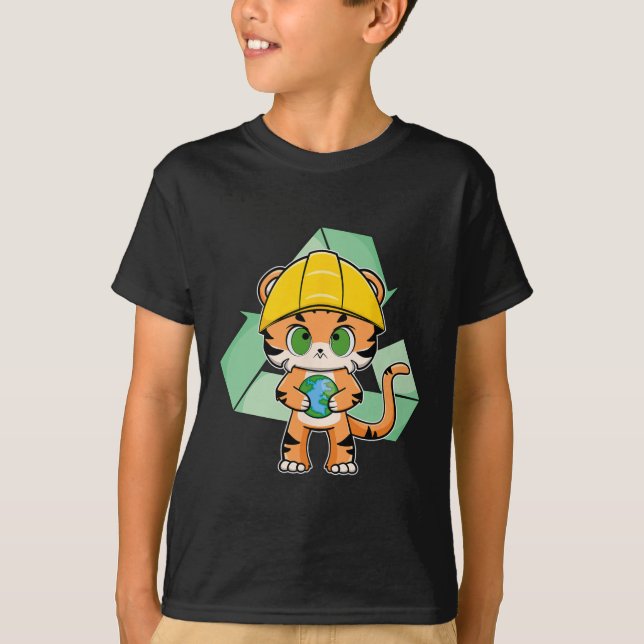 Tiger Anime Cat Earth Day T Shirt (Framsida)