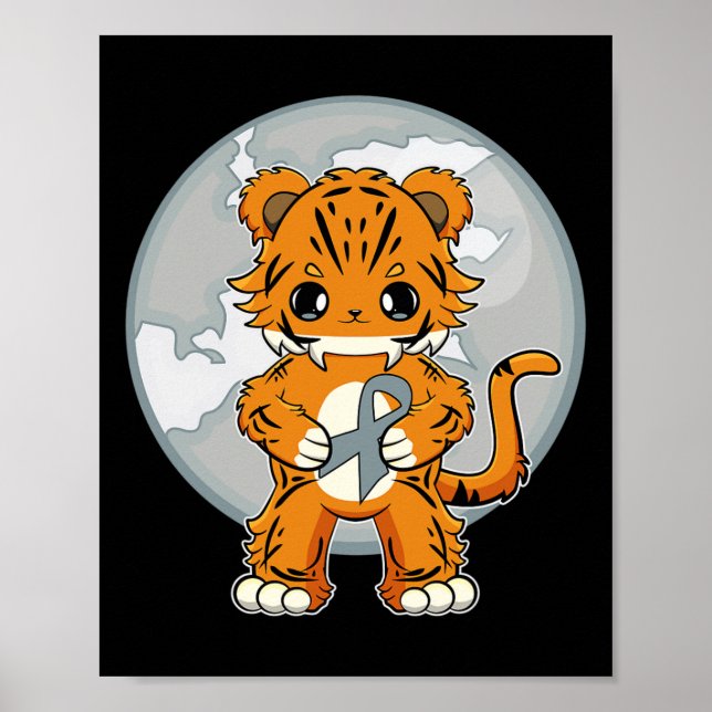 Tiger Anime Katt Dyslexi Medvetenhet  Poster (Framsidan)