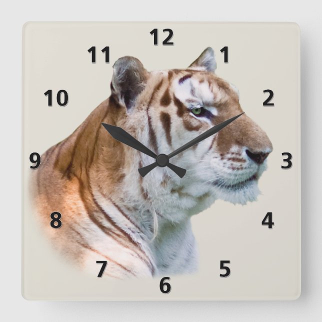 Tiger Anpassade Clock Fyrkantig Klocka (Framsida)
