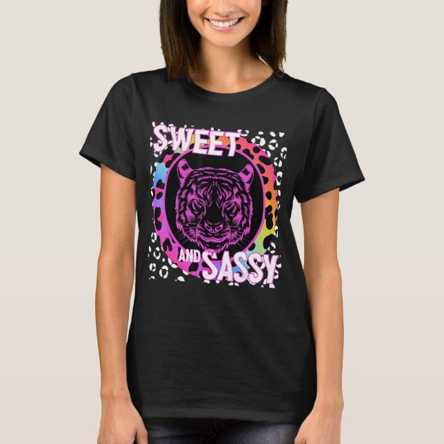 Tiger Ansikte 90-talet Nostalgia Rainbow Leopard S T Shirt (Framsida)