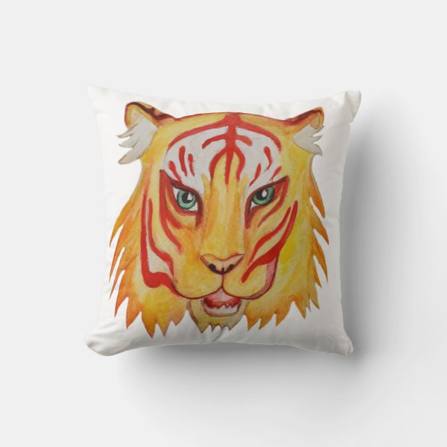 Tiger Ansikte Art Cushion Kudde (Framsida)