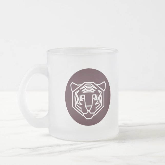 Tiger Ansikte Badge Frostad Glasmugg (Vänster)