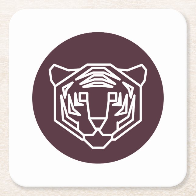 Tiger Ansikte Badge Underlägg Papper Kvadrat (Framsidan)