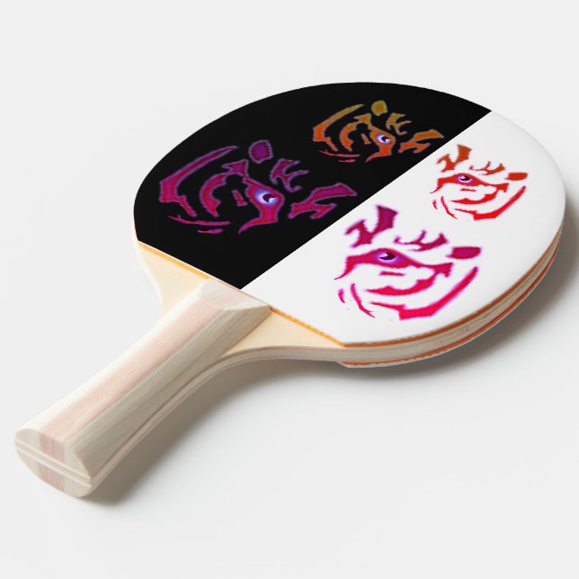 Tiger Ansikte Black & White Dual-Sided Pingisracket (Frontvinkel)