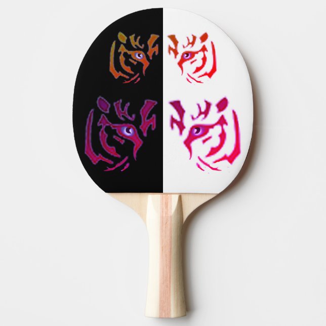 Tiger Ansikte Black & White Pingisracket (Framsidan)
