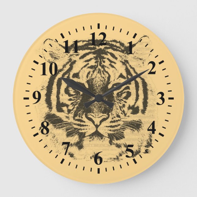 Tiger Ansikte Close 2 Stor Klocka (Framsida)