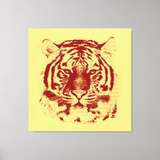 Tiger Ansikte Close Up (red and gult) Canvastryck