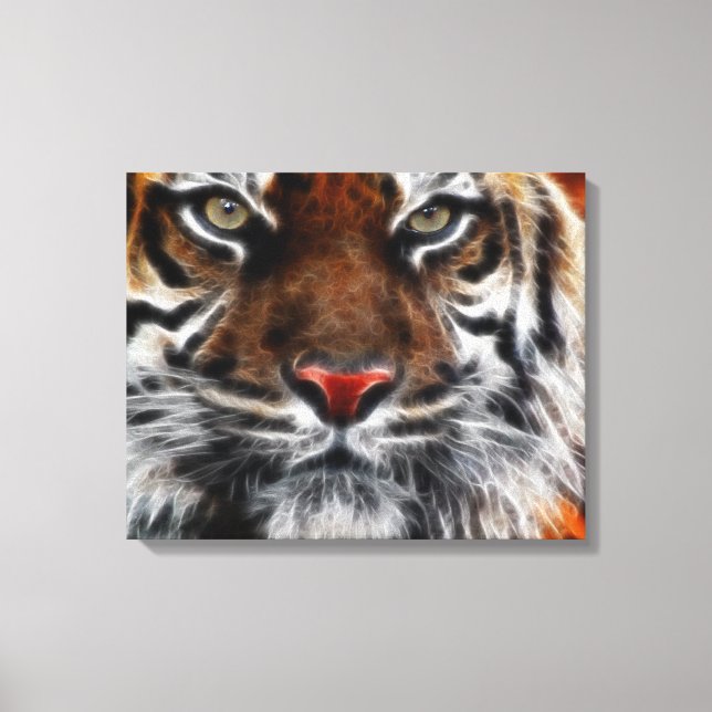Tiger Ansikte Close Wrapped Canvas (Framsida)