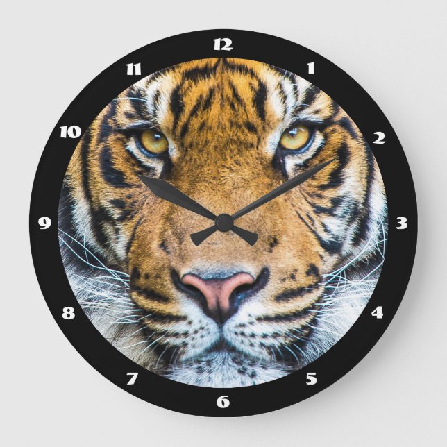 Tiger Ansikte-foto Stor Klocka (Framsida)