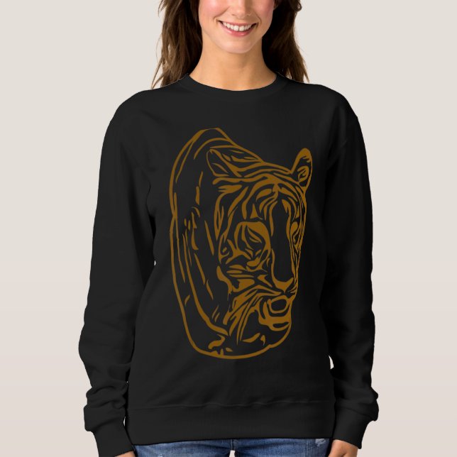 Tiger Ansikte Head Big Cats Print Predator Motif T Shirt (Framsida)