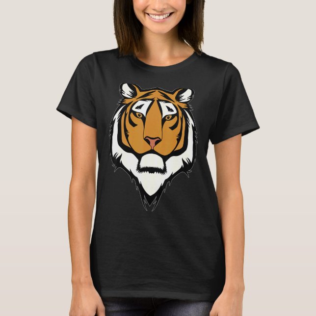 Tiger Ansikte Head Big Cats Print Predator Motif T Shirt (Framsida)